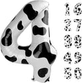 40 Inch Large 4 Balloon Numbers Cow Print Big Foil Number Balloons Giant Helium Happy 14th 24th Birthday Party Decorations for Man and Women, Huge Mylar Anniversary Party Supplies