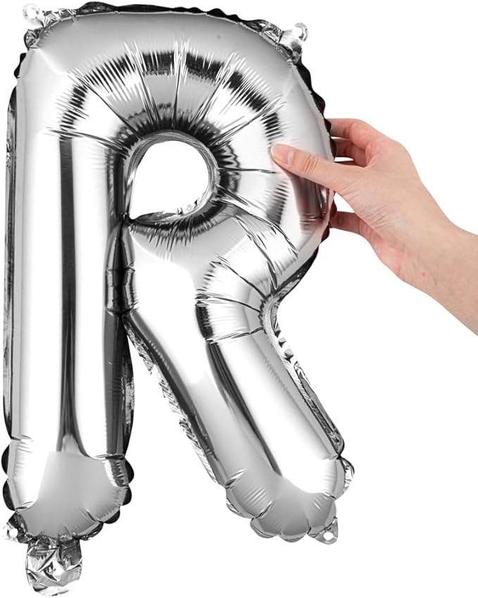 Restaurantware-Balloonify 16 Inch Letter Balloon, 1 Alphabet Party Balloon - Letter R, Self-Sealing, Silver Foil Mylar Finish, Hanging Loop, Decoration For Birthday, Wedding, Or Graduation