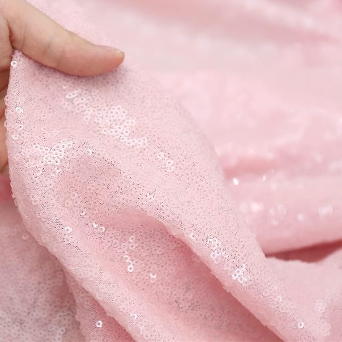 PartyDelight Pink Sequin Backdrop 20x10ft - Extra Wide High Density 3mm Sequin Background with 4-Inch Rod Pocket, Sparkly Panoramic Stage Curtain for Large Gala & Corporate Events