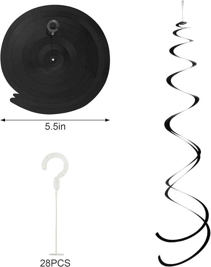 Colorful Ceiling Swirl Foil Decorations Hanging Plastic Streamer Themed Swirl Party for Halloween Graduation Celebration, Pack of 28 (Gold, Black and Sliver)
