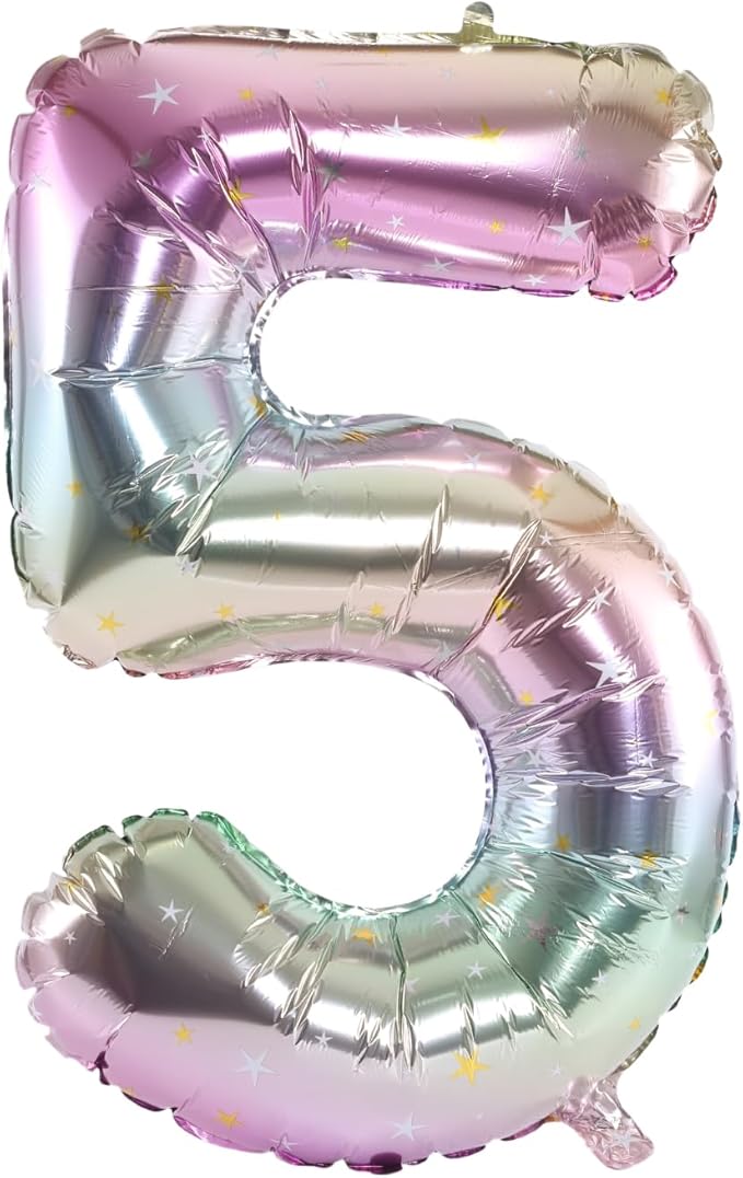 40 Inch Large Foil Helium Number Balloon Birthday Wedding Party 0-9 (Pastel, 5)