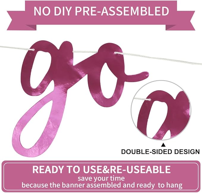 BEISHIDA Go Shawty It's Your Birthday Banner NO DIY Hip Hop Theme Happy Birthday Banner Pre-Strung Rap Theme Happy Birthday Sign for Man Women birthday Party Supply Double-Sided Bright Pink