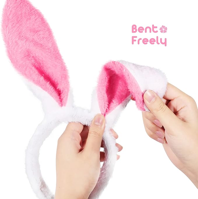 MGparty 12 PCS Easter Bunny Ears Headbands Colorful Rabbit Ear Hairband for Easter Party Decoration for Kids and Adult