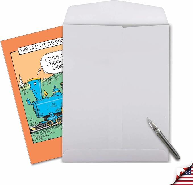 NobleWorks - Extra Large Funny Birthday Paper Card 8.5 x 11 Inch with Envelope (1 Pack) Oversize Jumbo Bday Old Little Engine J6955BDG