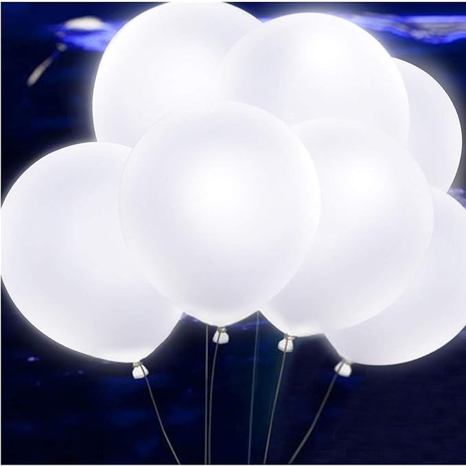 40pcs LED Light Up White Balloons by ALUNME Non Flashing Party Wedding balloon Lights Long Standby Time for Dark Party Supplies,Wedding Decorates