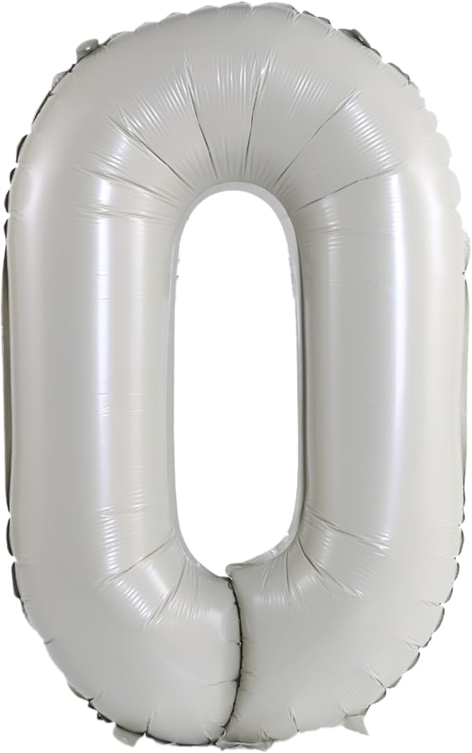 YPSelected 32 Inch Large Foil Helium Number Balloon Birthday Wedding Party 0-9 (Ivory, 0)