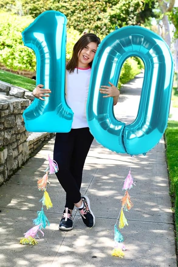 7 Number Balloons Light Blue, 17th Birthday Decorations For Boys And Girls, 40 Inch Big Balloons for 7, 17, 27, 70 Birthday, Wedding Anniversary, Christmas, New Year, Halloween Party Decor