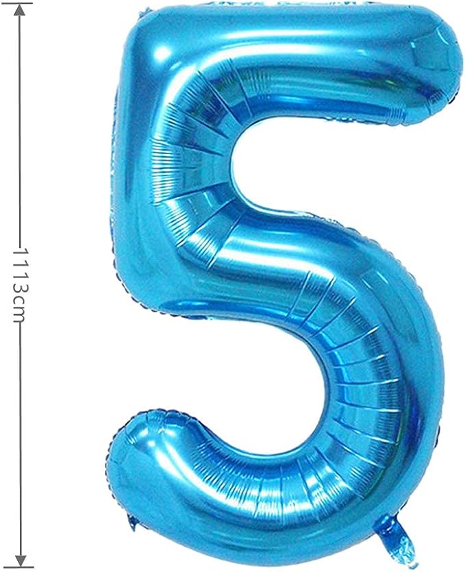 40 Inch Large Foil Helium Number Balloon Birthday Wedding Party 0-9 (Blue, 5)