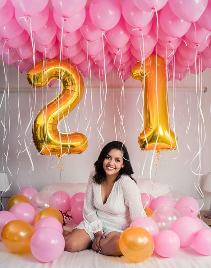 10 Gold Number Balloons, 40 Inch Balloons for Woman Man 10th Birthday Party Decoration, Foil Number Ballon for 10, 100 Anniversary, Bridal Shower, Graduation, Valentine's Day, Mother's Day, Easter