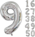 40 inch Silver Number Balloon Giant Foil Helium Balloons Silver Number 9 Balloon for 9th Birthday Party Anniversary Decorations Supplies