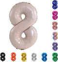 YPSelected 32 Inch Large Foil Helium Number Balloon Birthday Wedding Party 0-9 (Cream, 8)