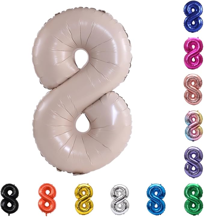 YPSelected 32 Inch Large Foil Helium Number Balloon Birthday Wedding Party 0-9 (Cream, 8)