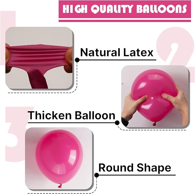 PartyWoo Hot Pink Balloons 152 pcs Different Sizes of 18 12 10 5 Inch Magenta Fuchsia Balloon Arch Kit Garland for Baby Shower Wedding Bridal Shower Anniversary Birthday Party Decorations Pink-Y12