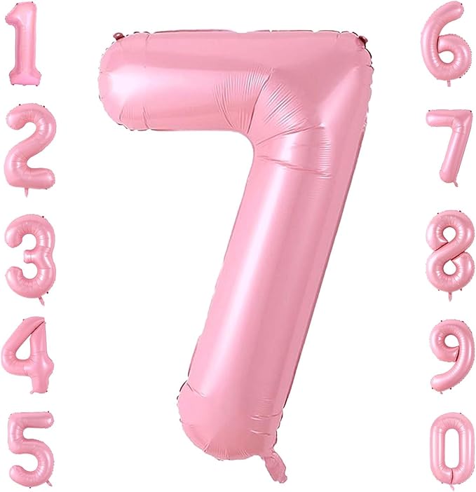 Number 7 Balloon 40 Inch Pink Number Balloon Foil Mylar Alphabet Balloon for Birthday Wedding Baby Shower Party Large Number Balloon
