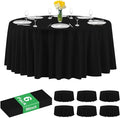 6 Pack Premium Black Plastic Table Cloth -96 Inch Round Tablecloth, Disposable Tablecloth Plastic Table Cover for Parties (6, Black, 96" Round)