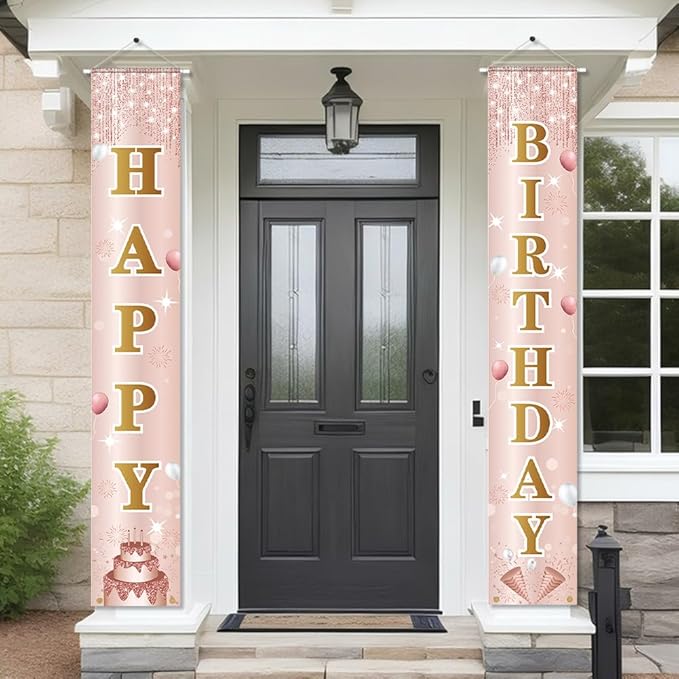 Birthday Decorations Banner, Happy Birthday Door Sign for Men Women Boys Girls Ideal Birthday Decorations Party Supplies Outdoor Indoor 72 x 12 Inch