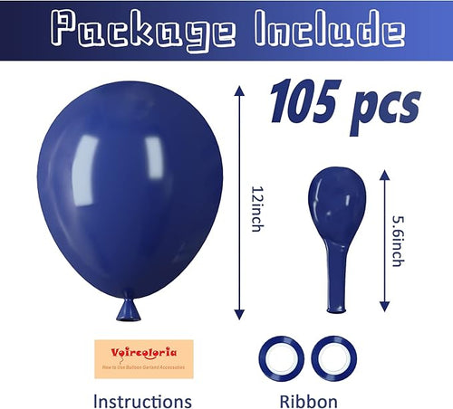 105pcs Navy Blue Balloons 12inch Dark Blue Balloons for Birthday Graduation Baby Shower Anniversary New Year Party Holiday Decorations