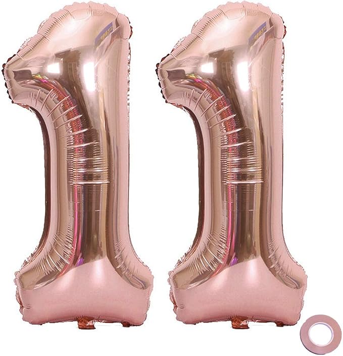 Juland Rose Gold Number Balloons Large Foil Mylar Balloons 40 Inch Giant Jumbo Number Balloons for Birthday Party Decorations 11
