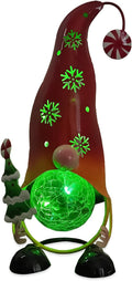 HONGLAND Christmas Decorations Outdoor Solar Gnome Yard, Color Changing LED Lights with Snowflake Hollowed-Out Hat, Cute Christmas Outdoor Decor for Garden, Patio, Pathway (Red)