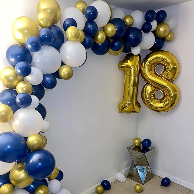 80th Birthday Balloons - Giant Gold Mylar Foil Number 80, Self Inflating, Helium Balloons for Men & Women's 80th Anniversary Party Decorations