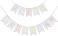 Happy Birthday Banner - Pre‑Strung Burlap Birthday Decorations and Reusable Birthday Sign for Men, Women & Kids | Party Supplies Backdrop (Macaron)