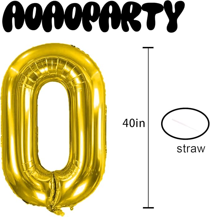 Letter Balloons 40Inch Large Giant big Foil Mylar Gold Balloons O for Birthday Party Decorations