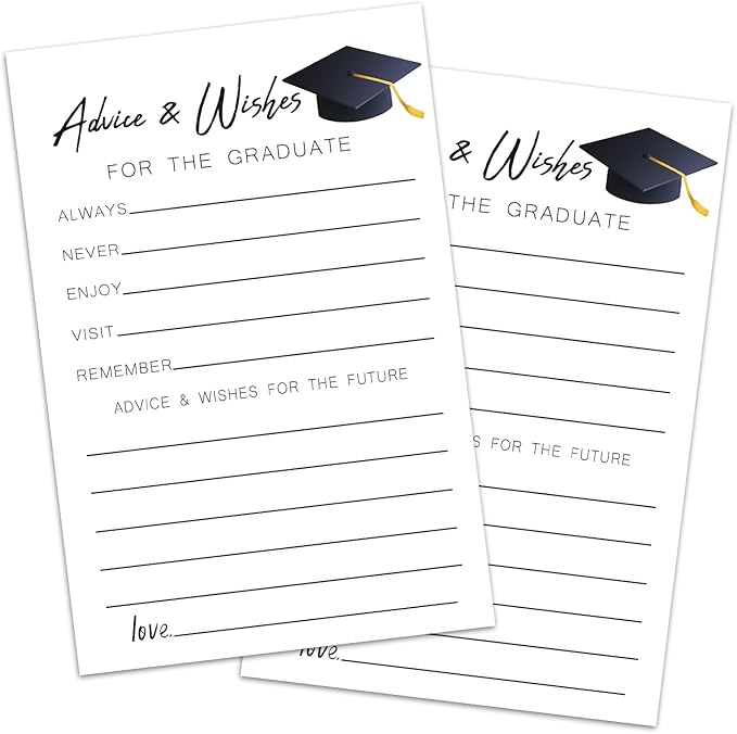 Graduation Advice and Wishes Cards, Modern Advice Cards For The Graduate, Grad Party Announcement Graduate Card, Graduation Party Games Decorations Supplies (20 Pack) A
