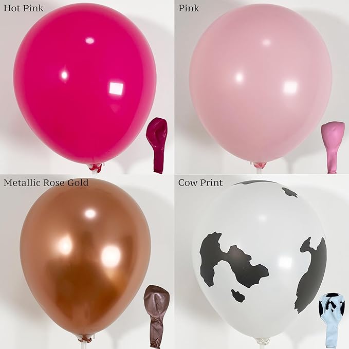 Pink & Rose Gold Cow Print Balloon Arch, Disco Boot Foil Balloons, 111Pcs Cowgirl Bachelorette Party Decorations Kit - 'Lets Go Girls' Banner - Perfect for Last Rodeo, Western, & Bachelorette Parties