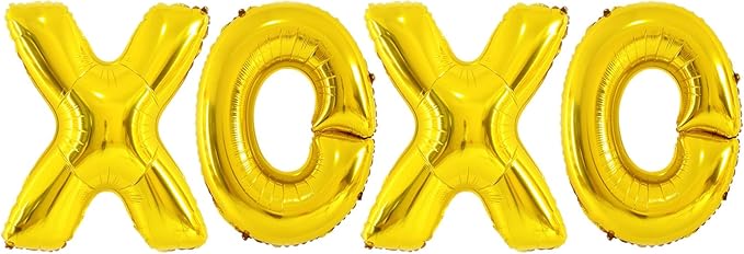 Soochat XOXO Balloons Valentine Letters Mylar Foil Balloons Engagement Valentines Day Wedding Marriage Bridal Shower Birthday Party Decor Photo Props Decorations (Gold)