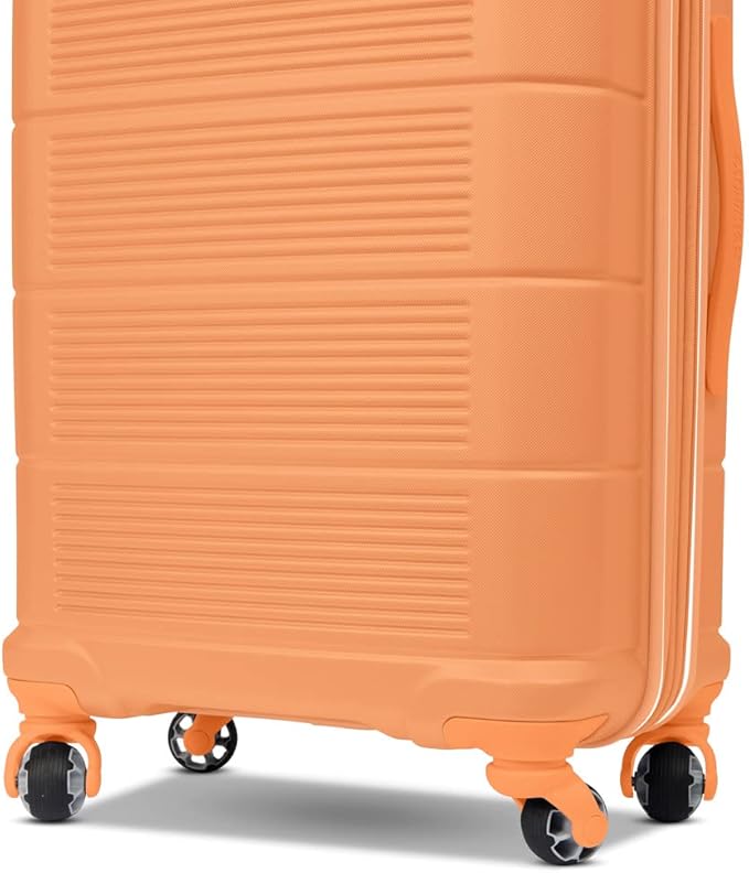 American Tourister Stratum 2.0 Expandable Hardside Luggage with Spinner Wheels, 24-Inch Checked-Medium, Papaya