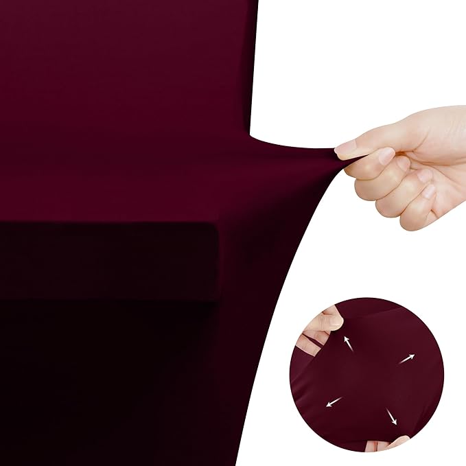 Utopia Kitchen Spandex Tablecloth 2 Pack [6FT, Burgundy] Tight, Fitted, Washable and Wrinkle Resistant Stretch Table Cloth Rectangle Cover for Trade Show, Weddings & Parties [72Lx30Wx30H Inch]
