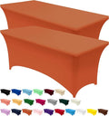 Utopia Kitchen Spandex Tablecloth 2 Pack [6FT, Orange] Tight, Fitted, Washable and Wrinkle Resistant Stretch Table Cloth Rectangle Cover for Trade Show, Weddings & Parties [72Lx30Wx30H Inch]