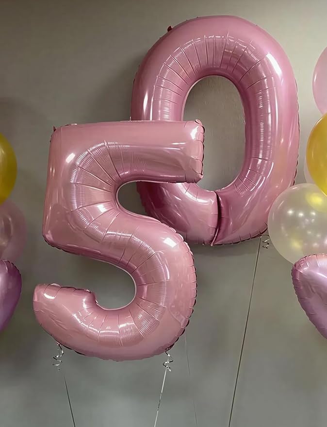 Pink Number 5 Balloons – 40 Inch Giant Foil Number Balloon, Light Pink Number Balloon for Girls Birthday, Baby Shower & Princess Theme Party Decorations