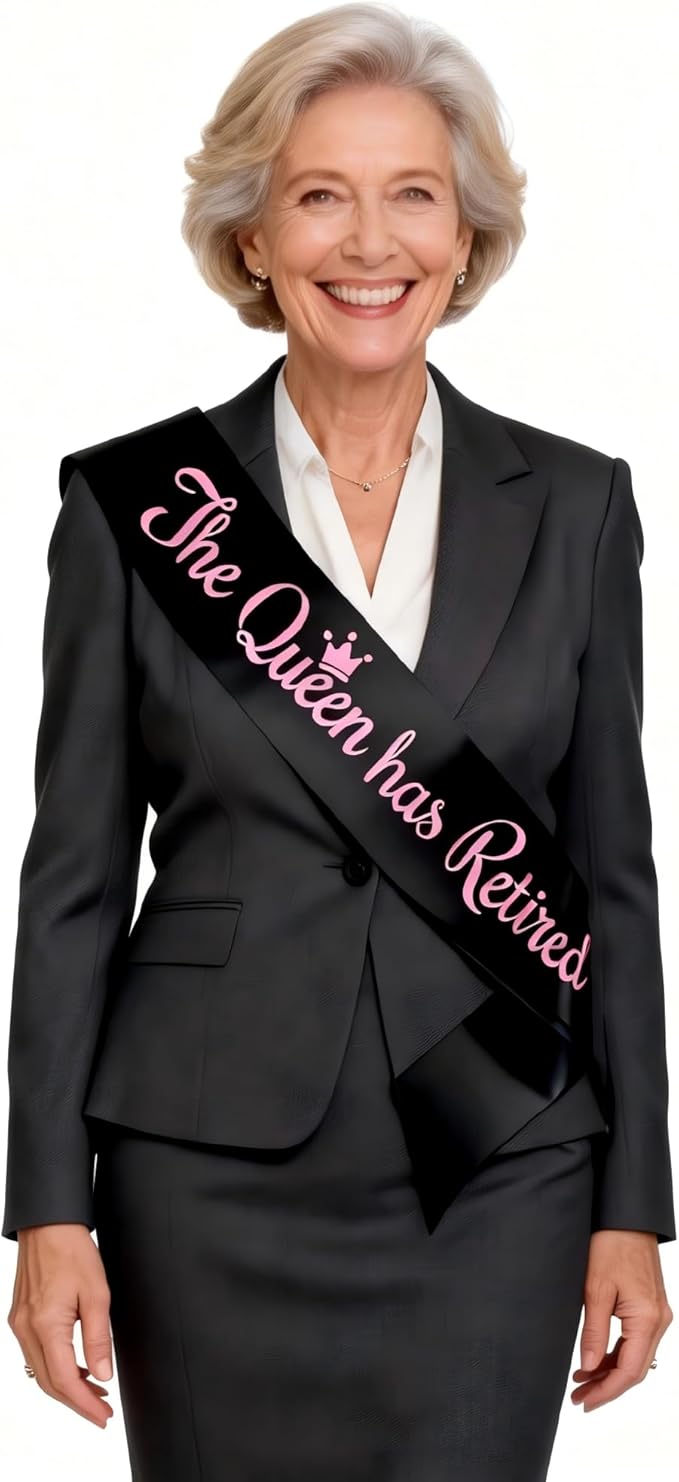 meleg otthon The Queen has Retired Sash, Black and Pink Retirement Sash for Women, Suitable for Retirement Party, Events, Decorations