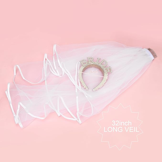 Jaciya Pearl Bride Headband with Veil