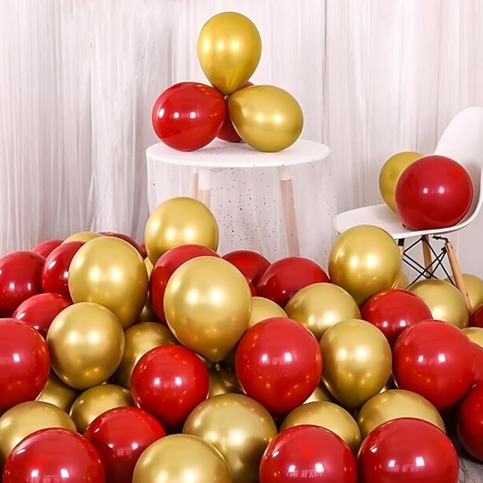 200 Pcs Red and Gold Balloons 5 Inch Metallic Latex Bulk Small Balloon Arch Garland Kit for Birthday Wedding Bridal Baby Shower Supplies Graduation Party Decorations