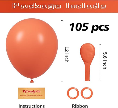 105pcs Coral Red Balloons 12inch Party Latex Balloons for Boys Girls Birthday Baby Shower Gender Reveal Wedding Sunflower Party Decorations