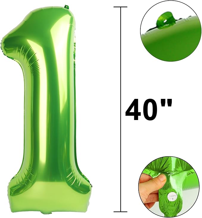 40 Inch Light Green Balloon Number 1 First Birthday Jumbo Mylar Foil Helium Balloon for 10 21 31 Birthday Digital for Birthday Party Wedding Anniversary Party Decorations