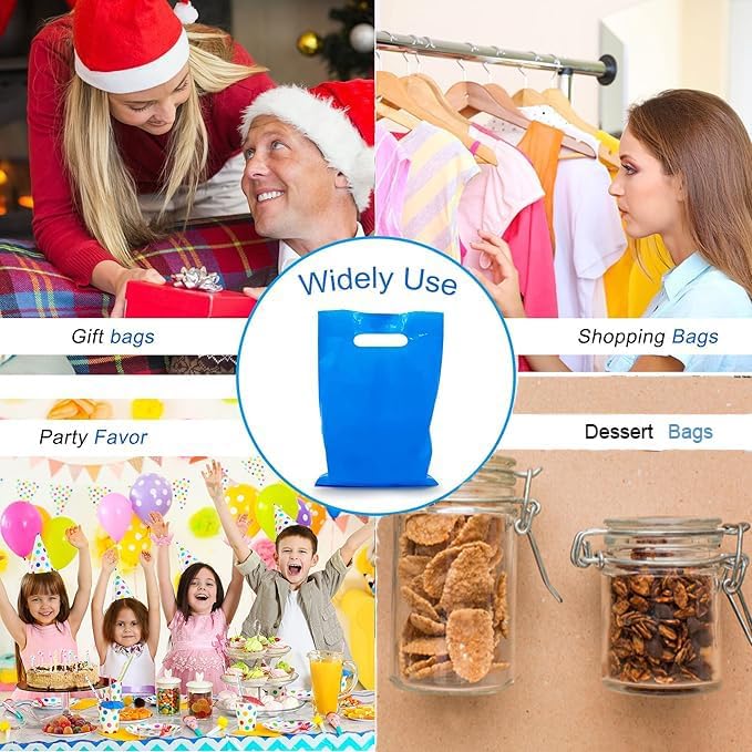 TOSPARTY 40PCS Blue Plastic Gift Bags Easter Candy Bag Die Cut Bags are Sturdy Party Assorted Plastic Candy Easter Gift Bag