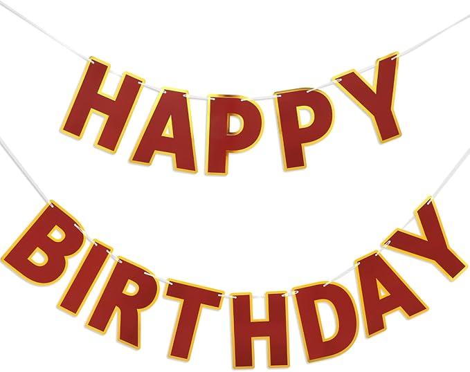 Happy Birthday Banner - 9ft Pre-Strung Happy Birthday Sign for Women, Men, Girls, Boys - No DIY Birthday Decorations & Party Supplies(Wine Red)