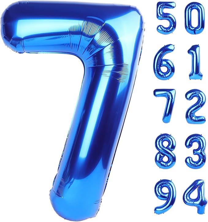 Navy Blue 7 Balloon Number, 40 Inch Nmber Balloons, Blue Party Decorations for 7th Birthday