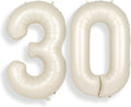 SUWEN 40 Inch Large Cream White 30 Balloon Numbers Big Foil Helium Number Balloons 0-9 Jumbo Happy 30th Mylar Birthday Party Decorations for Women or Men Anniversary Party Supplies