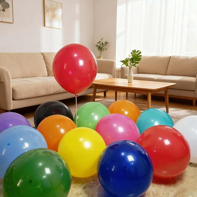 120 Pack 18 inch Balloons 15 Kinds Colors Latex Colorful Party Balloon Bulk for Birthdays, Weddings, Baby Showers & All Party Events