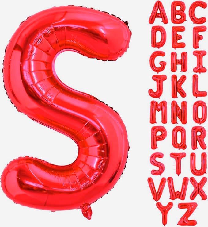 40 Inch Large Red Letter S Balloons Alphabet S Letter Balloons Foil Mylar Big Letter Balloons for Birthday Party Anniversary New Year Graduation Wedding Decorations