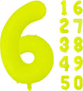 Fluorescent Yellow Number Balloon 40 inch Giant Foil Helium Balloons Yellow Number 6 Balloon for 6th Birthday Party Decorations