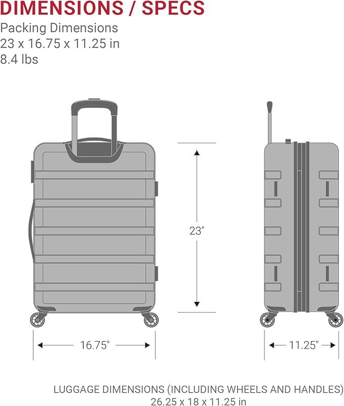 SwissGear 7366 Signature Hardside Expandable Luggage with Spinner Wheels, TSA Lock, Black, Checked-Medium 23-Inch