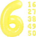 40 Inch Macaron Yellow Balloon Number 6 Balloons,6 Foil Mylar Helium Large Digital Balloon Macaron Yellow Birthday Numbers Jumbo Balloons 16th or 61st Anniversary Party Decorations Supplies
