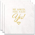 100 Count of "He Asked…She Said Yes" Paper Napkins for Engagement Party Bridal Shower Wedding Decoration