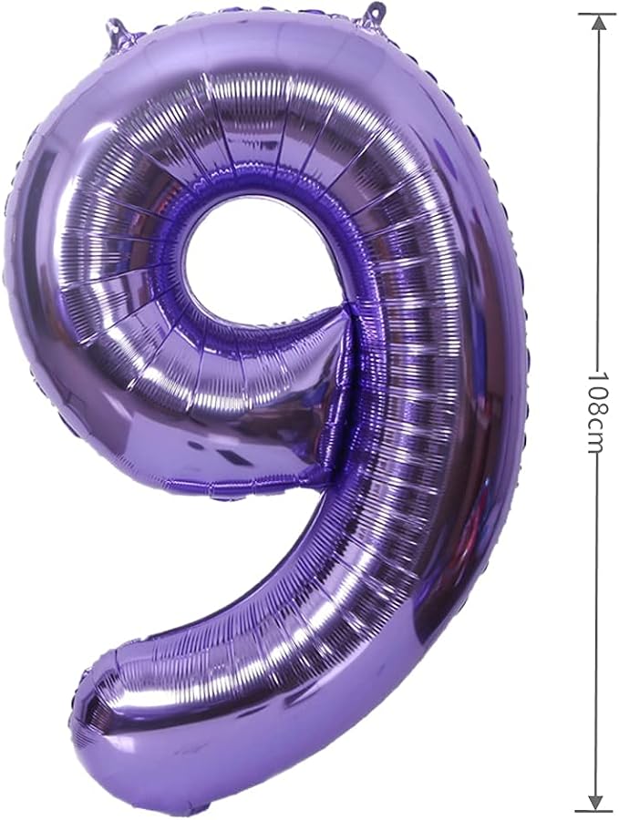 40 Inch Large Foil Helium Number Balloon Birthday Wedding Party 0-9 (Purple, 9)