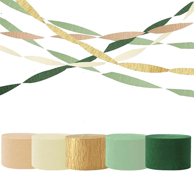 Olive Green Khaki Crepe Paper Streamers,Sage Green Party Decorations Streamer for Boho Wedding Baby Shower Party，6 Rolls